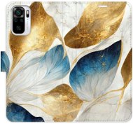 iSaprio flip pouzdro GoldBlue Leaves pro Xiaomi Redmi Note 10 / Note 10S - Phone Cover