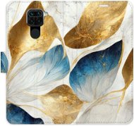 iSaprio flip pouzdro GoldBlue Leaves pro Xiaomi Redmi Note 9 - Phone Cover