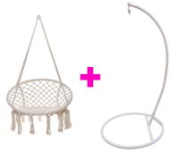 Hanging Chair IWHome Hanging armchair AMBROSIA beige + stand ERIS white IWH-10190002 + IWH-10260001 - Závěsné křeslo