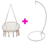 IWHome Hanging armchair AMBROSIA beige + stand ERIS white IWH-10190002 + IWH-10260001 - Hanging Chair