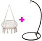 IWHome Hanging armchair AMBROSIA beige + stand ERIS black IWH-10190002 + IWH-10260002 - Hanging Chair