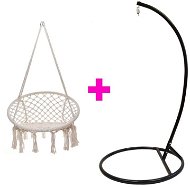 IWHome Hanging armchair AMBROSIA beige + stand ERIS black IWH-10190002 + IWH-10260002 - Hanging Chair
