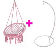 Hanging Chair IWHome Hanging armchair AMBROSIA old pink + stand ERIS white IWH-10190004 + IWH-10260001 - Závěsné křeslo