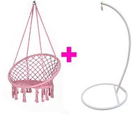 Hanging Chair IWHome Hanging armchair AMBROSIA old pink + stand ERIS white IWH-10190004 + IWH-10260001 - Závěsné křeslo