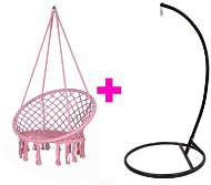 IWHome Hanging armchair AMBROSIA antique pink + stand ERIS black IWH-10190004 + IWH-10260002 - Hanging Chair