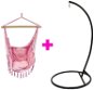 Hanging Chair IWHome Hanging armchair DIONA with fringes old pink + stand ERIS black IWH-10190013 + IWH-10260002 - Závěsné křeslo