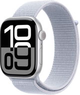 Apple Watch Series 10 42 mm Cellular Srieborný hliník s oblačne modrým prevliekacím remienkom - Smart hodinky