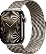 Apple Watch Series 10 46 mm Cellular Prírodný titán s prírodným milánskym ťahom – S/M - Smart hodinky