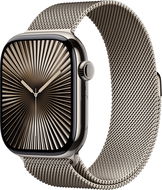 Apple Watch Series 10 46 mm Cellular Prírodný titán s prírodným milánskym ťahom – M/L - Smart hodinky