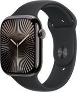 Apple Watch Series 10 46 mm Cellular Bridlicovo sivý titán s čiernym športovým remienkom – M/L - Smart hodinky