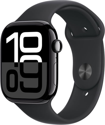 Apple Watch Series 10 46mm Klavírně černý hliník s černým sportovním řemínkem - M/L - Chytré hodinky - Hlavní obrázek