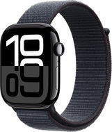 Apple Watch Series 10 46 mm Klavírne čierny hliník s atramentovo fialovým prevliekacím remienkom - Smart hodinky