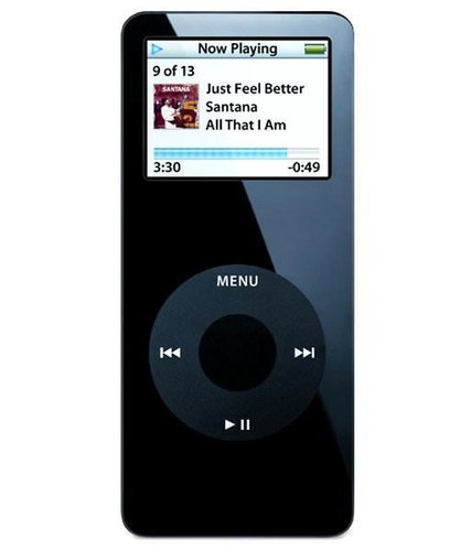 iPod Nano černý (black), 1GB, MP3/ AAC/ AIFF přehrávač, úkolovník, hry, sluchátka, USB 2.0, FireWire - MP3 Player - Main image