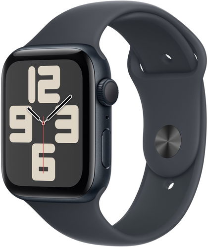 Apple Watch SE 44mm Temně inkoustový hliník s temně inkoustovým sportovním řemínkem - M/L - Chytré hodinky - Hlavní obrázek