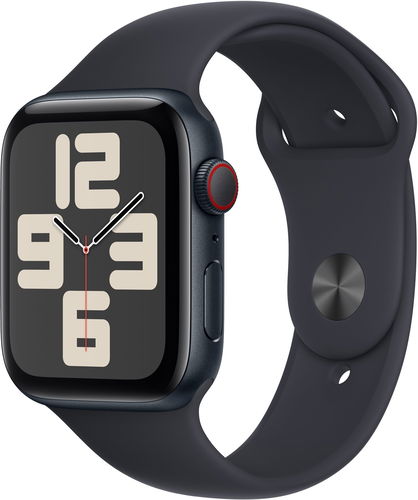 Apple Watch SE Cellular 44mm Temně inkoustový hliník s temně inkoustovým sportovním řemínkem - S/M - Chytré hodinky - Hlavní obrázek