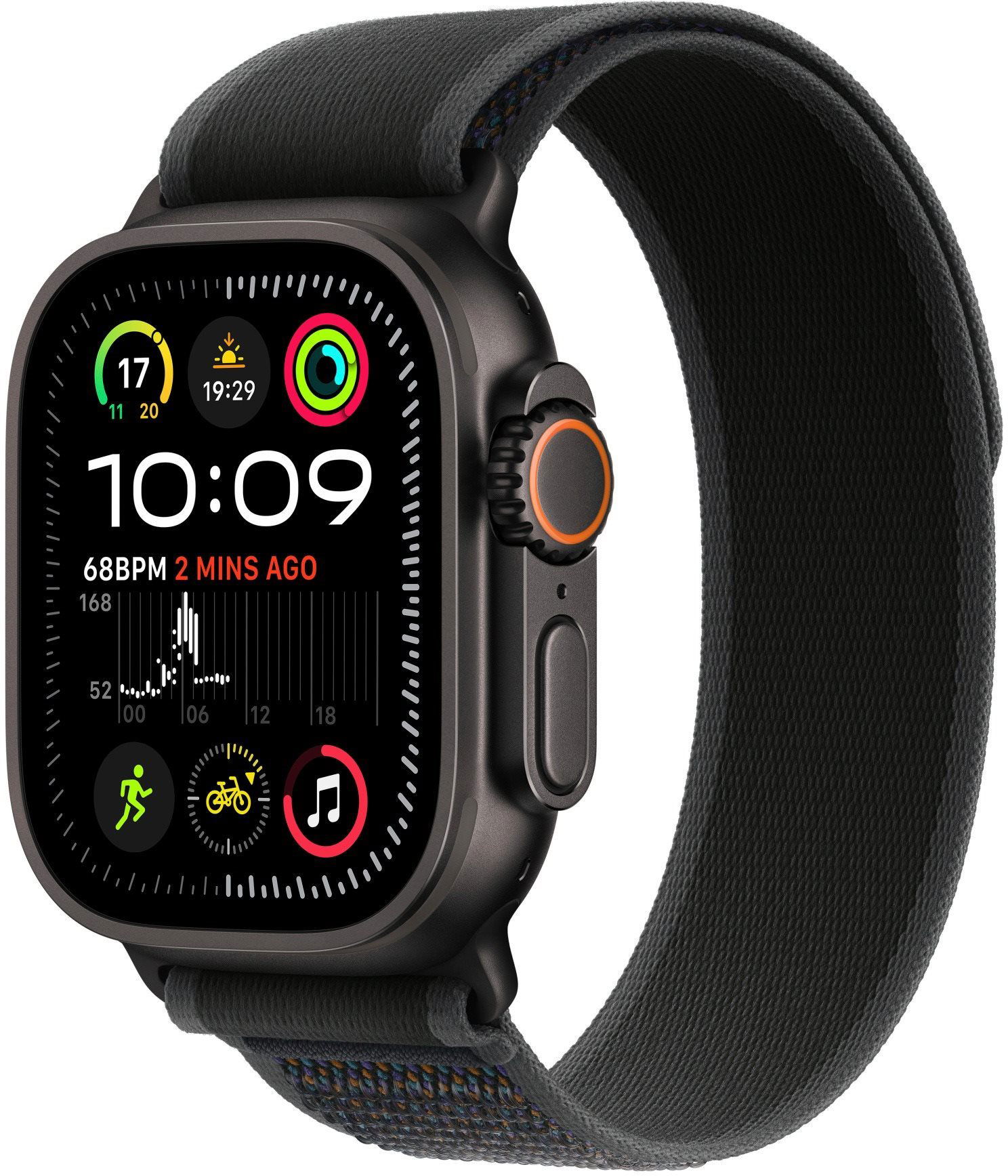 AppleWatchUltra249mmČiernytitánsčiernymtrailovýmťahom–M/L