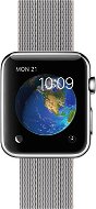 Apple Watch 42 mm Edelstahl mit Armband aus gewebtem Nylon, Perlgrau - Smartwatch