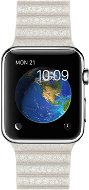 Apple Watch 42 mm-es rozsdamentes acél, fehér bőr szíjjal - L méret - Okosóra