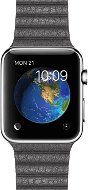 Apple Watch 42 mm-es rozsdamentes acélból készült, viharos, szürke bőr szíjjal - L méret - Okosóra
