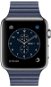 Apple Watch Series 2 42 mm Edelstahlgehäuse, Lederarmband Mitternachtsblau mit Schlaufe, Medium - Smartwatch