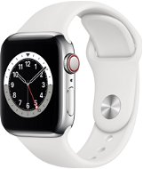 Apple Watch Series 6 40mm Cellular Silver Stainless Steel with White Sports Strap - Smart Watch