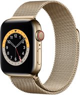 Apple Watch Series 6 40mm Cellular Aranyszínű rozsdamentes acél tok aranyszínű milánói szíjjal - Okosóra