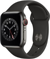 Apple Watch Series 6 40mm Cellular Graphite Stainless Steel with Black Sports Strap - Smart Watch