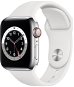 Apple Watch Nike Series 6 44mm Cellular Silver Stainless Steel with White Sports Strap - Smart Watch