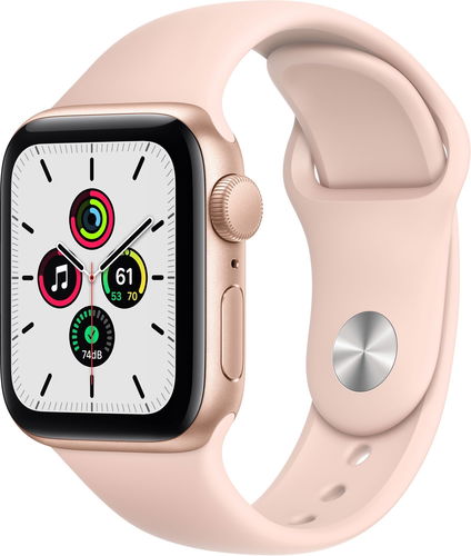 Apple Watch SE 44mm Zlatý hliník s Pískově růžovým sportovním řemínkem - Chytré hodinky - Hlavní obrázek