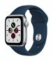 Apple Watch SE 40 mm Strieborný hliník s hlbokomorsky modrým športovým remienkom - Smart hodinky