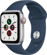 Apple Watch SE 40mm Cellular Ezüst alumínium, mély indigókék sportszíjjal - Okosóra