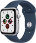 Apple Watch SE 44 mm Silber Aluminium mit Deep Sea Blue Sportarmband - Smartwatch