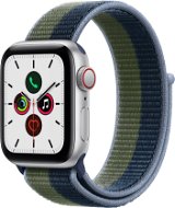 Apple Watch SE 44 mm Cellular Ezüst alumínium mély indigókék-mohazöld sportpánttal - Okosóra