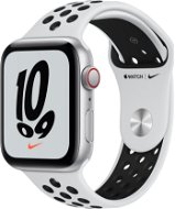 Apple Watch Nike SE Cellular 44mm Aluminiumgehäuse Silber mit Nike Sportarmband Pure Platinum Schwarz - Smartwatch