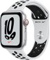 Apple Watch Nike SE Cellular 44mm Aluminiumgehäuse Silber mit Nike Sportarmband Pure Platinum Schwarz - Smartwatch
