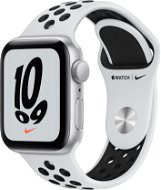 Apple Watch Nike SE 40 mm Ezüst alumínium platinaszín-fekete Nike sportszíjjal - Okosóra