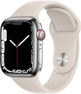 Apple Watch Series 7 41mm Cellular Silberfarben Edelstahl mit Weißem Sport-Armband - Smartwatch
