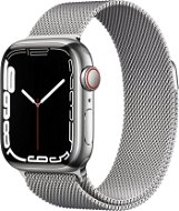 Apple Watch Series 7 41 mm-es Cellular Ezüstszínű rozsdamentes acél ezüstszínű milánói szíjjal - Okosóra