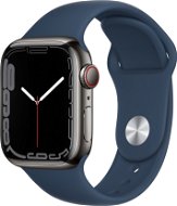 Apple Watch Series 7 41mm Cellular Graphitfarben Edelstahl mit Blauem Sport-Armband - Smartwatch