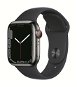 Apple Watch Series 7 41mm Cellular Graphite Stainless Steel with Midnight Sport Band - Smart Watch