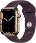 Apple Watch Series 7 45mm Cellular Stainless-Steel Gold with Dark Cherry Sport Band - Smart Watch