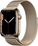 Apple Watch Series 7 45 mm Cellular Arany rozsdamentes acél aranyszínű milánói szíjjal - Okosóra