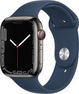Apple Watch Series 7 45mm Cellular Grafitszínű rozsdamentes acél mély indigókék sportszíjjal - Okosóra