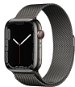 Apple Watch Series 7 45mm Cellular Graphite Stainless Steel with Graphite Milanese Loop - Smart Watch