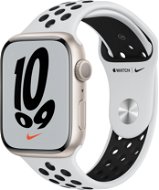 Apple Watch Nike Series 7 45mm Csillagfény alumínium platinaszín-fekete Nike sportszíjjal - Okosóra