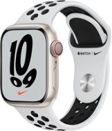 Apple Watch Nike Series 7 41mm Cellular Csillagfény alumínium platinaszín-fekete Nike sportszíjjal - Okosóra