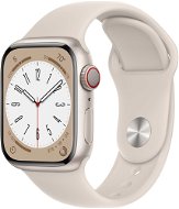 Apple Watch Series 8 41mm Cellular mit Aluminiumgehäuse in Polarstern und weißem Sportarmband - Smartwatch
