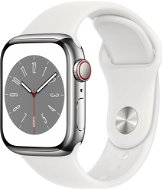 Apple Watch Series 8 41mm Cellular Silver Stainless Steel with Star White Sport Strap - Smart Watch