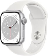 Apple Watch Series 8 41 mm Strieborný hliník s bielym športovým remienkom - Smart hodinky