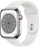 Apple Watch Series 8 45mm Cellular - ezüst rozsdamentes acél tok, csillagfény sport szíj - Okosóra